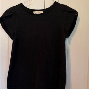 LOFT Black Cap-Sleeve Crewneck Tee